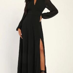Lulu's Black Chiffon Maxi Dress